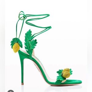 Aquazurra Limoncello 105mm Suede 3-D Lemon Drop Sandals Size 38.5. Worn once!